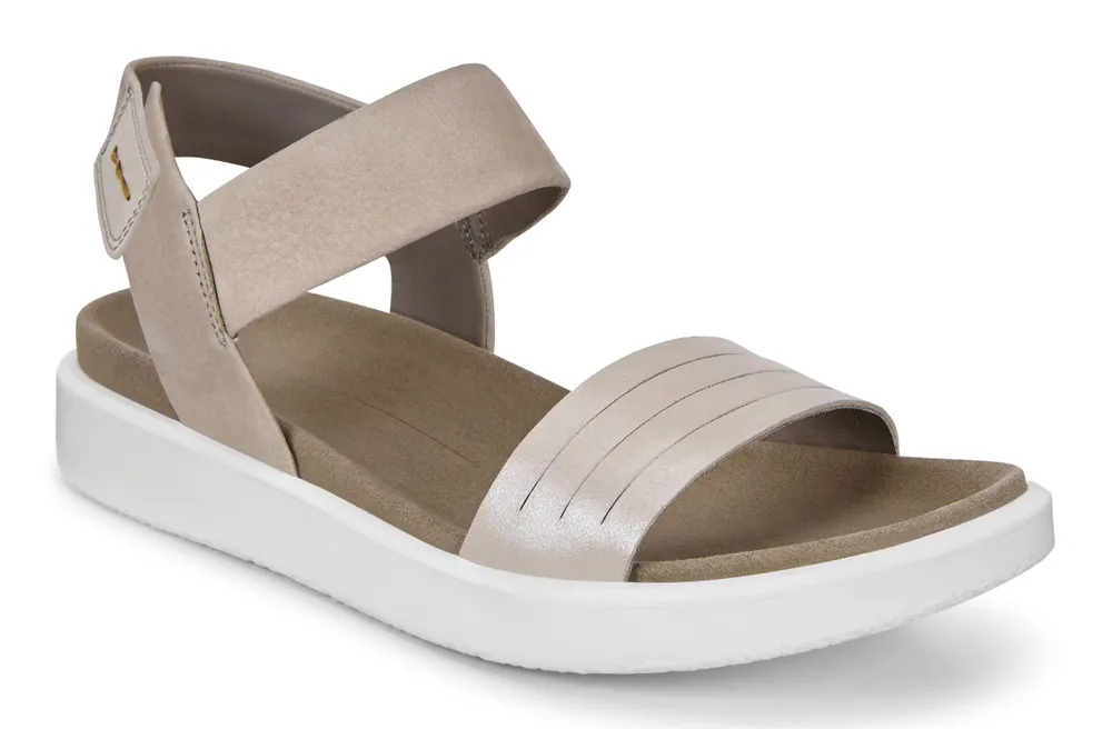 Flowt Grey Leather Flat Contrast Sole Sandal