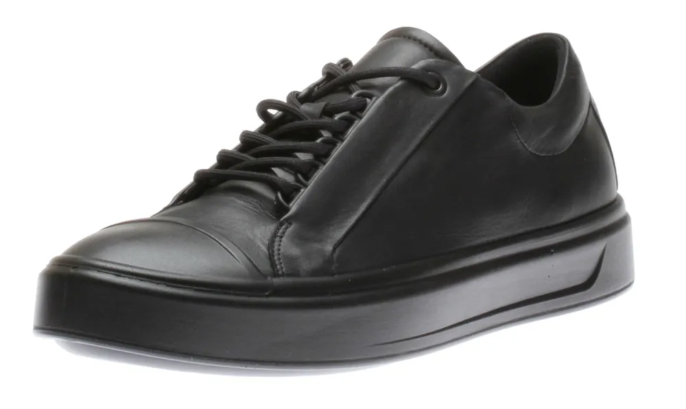 Men's Flexure T-Cap Black Leather Lace-Up Sneaker