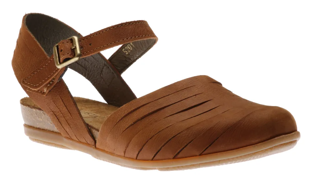 Stella Pleasant Wood Leather Closed-Toe Sandal