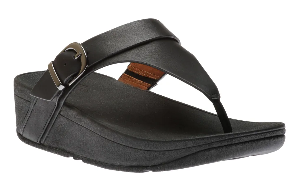 Edit Black Leather Adjustable Thong Sandal