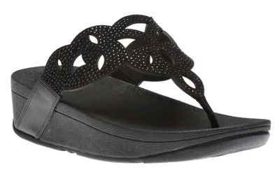 Elora Crystal Black Thong Sandal