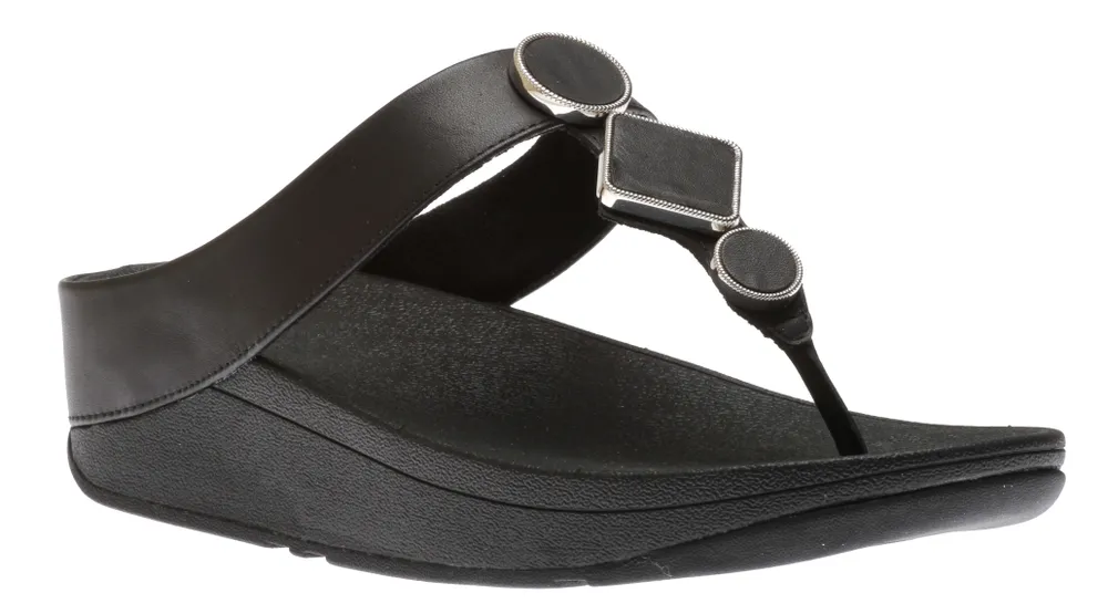 Leia Black Thong Sandal