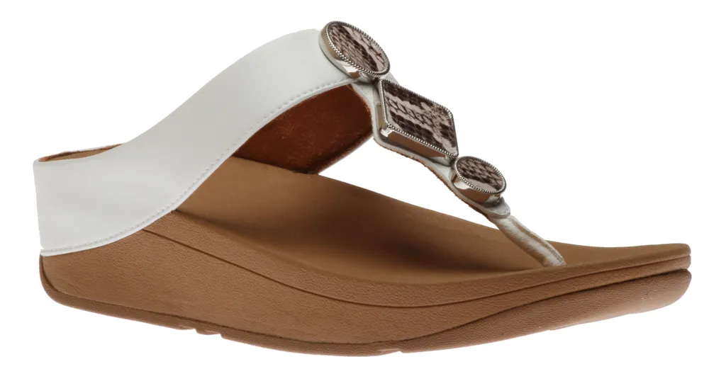 Leia White Snakeskin Thong Sandal