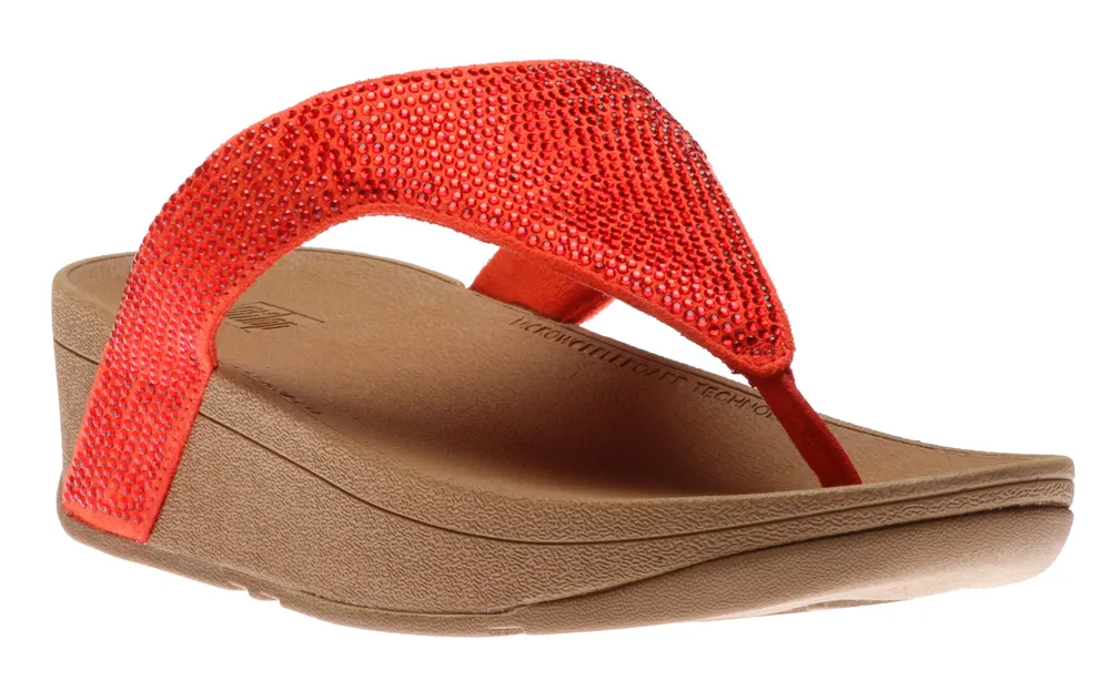 Fit Flop Lottie Shimmer Crystal Passion Red Thong Sandal