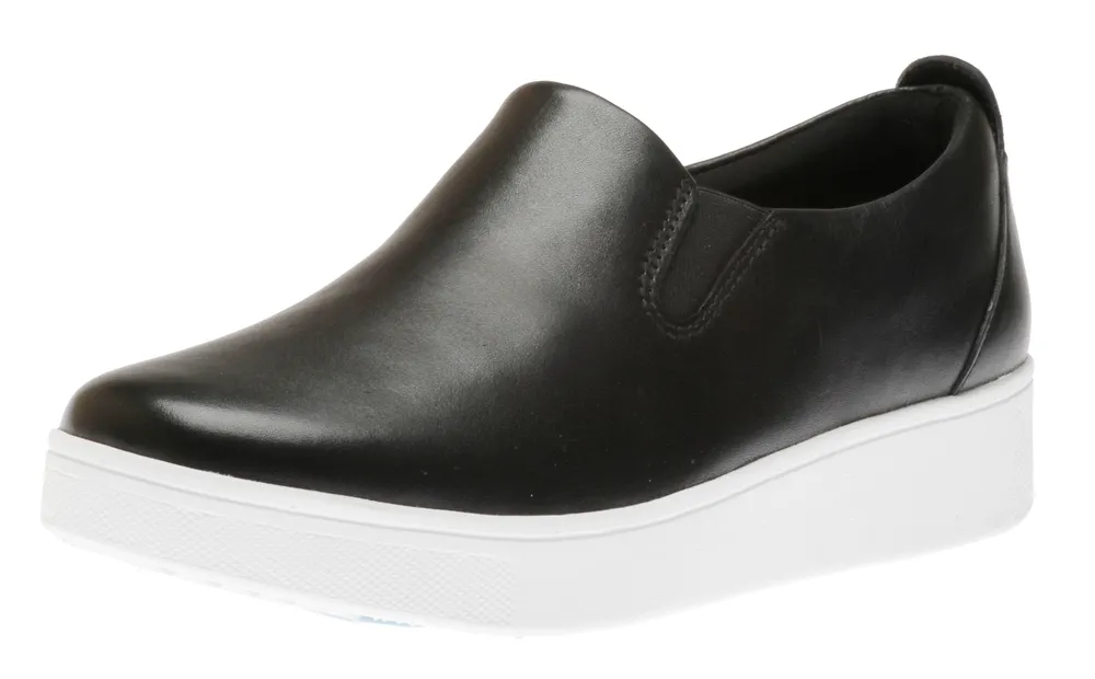 Sania Skates Black Leather Slip-On Sneaker