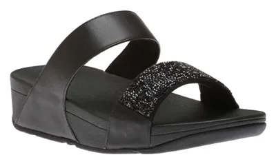 Sparklie Black Crystal Embellished Slide Sandal
