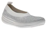 Uberknit Ballerina Crystal Metallic Silver / Urban White Slip-On Flat