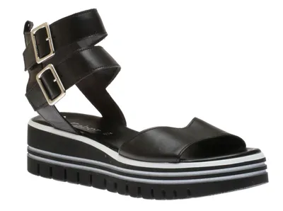 44.621.27 Black White Buckle Leather Sandal