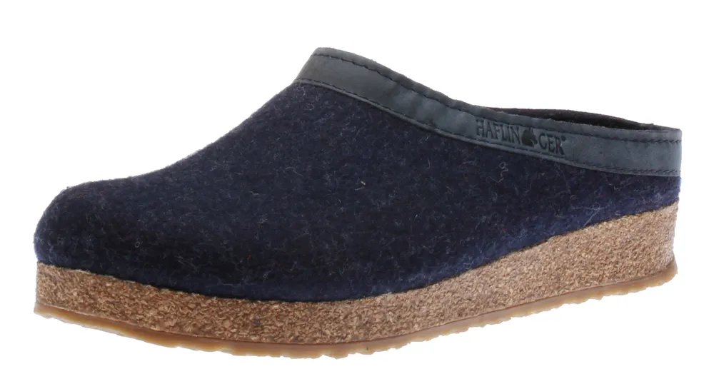 GZL Grizzly Captain's Blue Wool Felt Leather Trim Clog