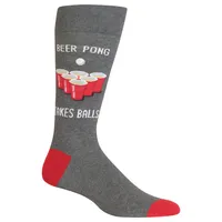 Hotsox Men's Beer Pong Charcoal Crew Socks