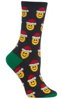 Hotsox Women's Santa Smile Emoji Crew Socks