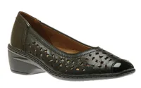 Rashida Black Perforated Leather Low Heel Pump