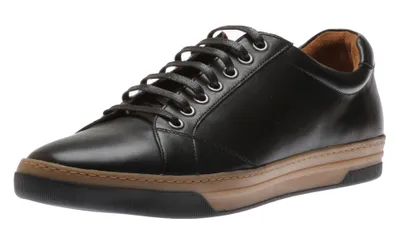 Fenton Black Leather Lace-Up Sneaker
