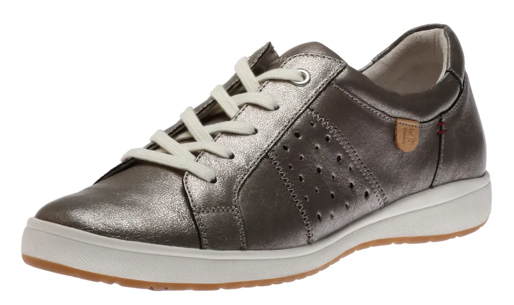 Caren 01 Platinum Metallic Leather Lace-Up Sneaker