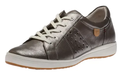 Caren 01 Platinum Metallic Leather Lace-Up Sneaker