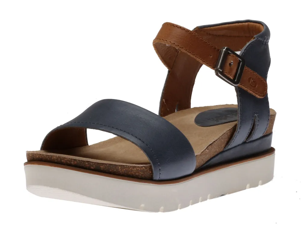 Clea 01 Jeans Blue Leather Platform Sandal