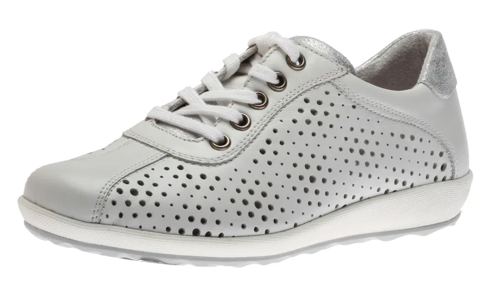 Viola 09 White Perforated Leather Lace-Up Sneaker