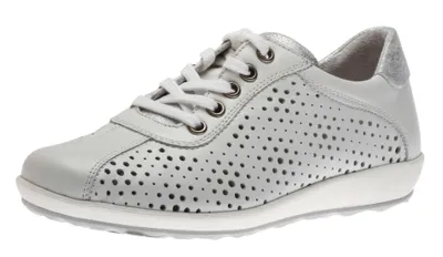 Viola 09 White Perforated Leather Lace-Up Sneaker