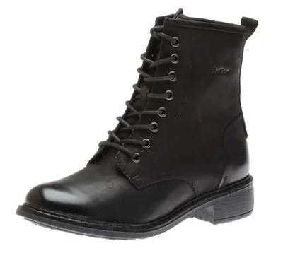 Selena 06 Black Leather Lace-Up Ankle Boot