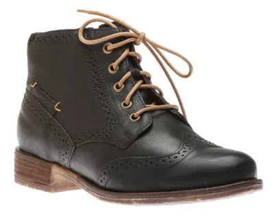 Sienna 74 Black Leather Brogue Ankle Boot