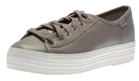 Triple Kick Grey Iridescent Leather Lace-Up Platform Sneaker