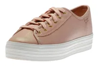 Triple Kick Peach Iridescent Leather Lace-Up Platform Tennis Sneaker