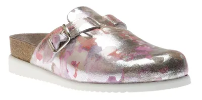 Halina Pink Silver Leather Clog