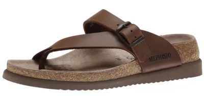 Helen Plus Wide Width Brown Leather Thong Sandal