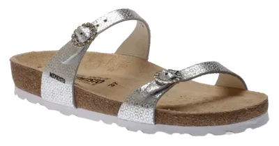 Norie Silver Fiori Crystal Embellished Buckle Slide Sandal