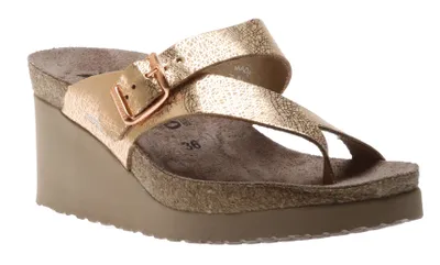 Tyfanie Copper Leather Slip-On Wedge Heel Sandal