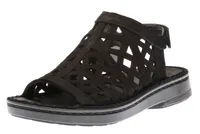 Amadora Black Leather Wide Width Sandal