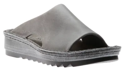 Ardisia Grey Leather Slide Sandal