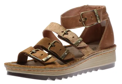 Begonia Brown Leather Low Wedge Sandal