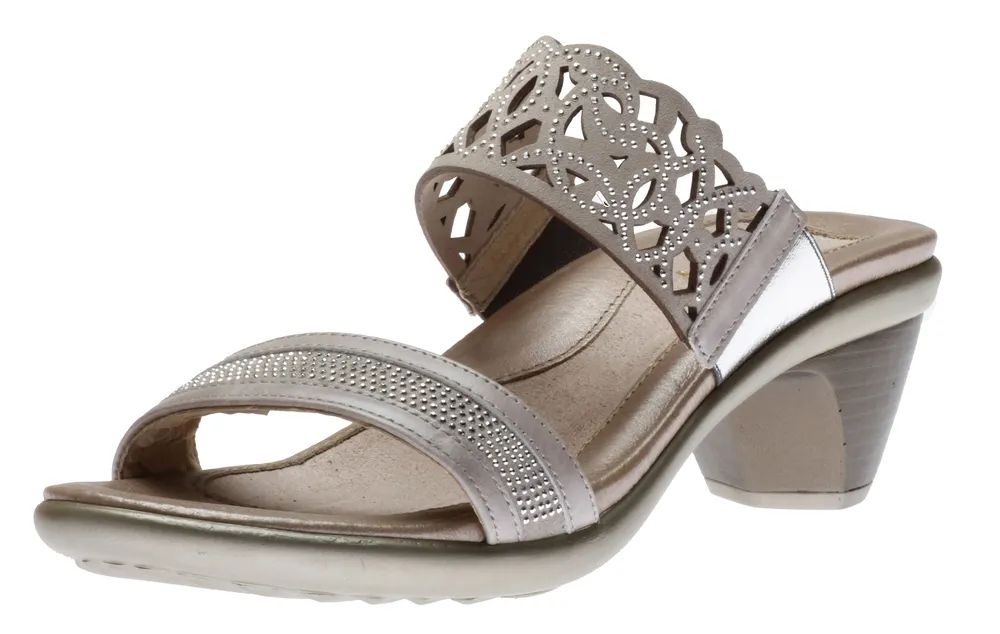 Contempo Beige Silver Slide Sandal