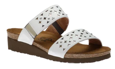 Susan White Leather Slide Sandal