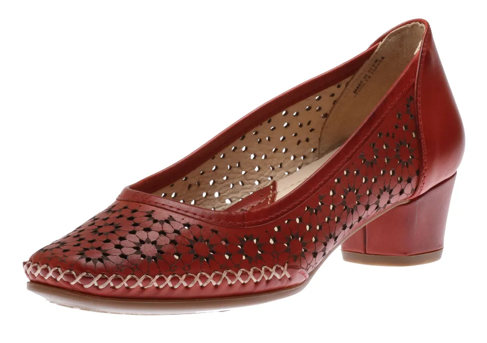 Gomera Sandia Perforated Floral Leather Pump