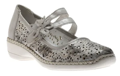 Hawaii Silver Flower Perforated Mary Jane Shoe