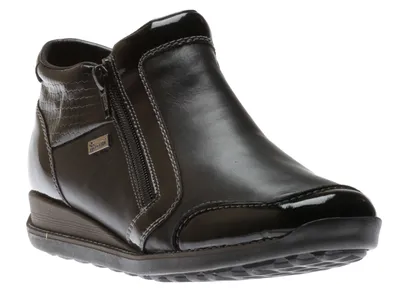 Luxor Black Patent Trim Double Zipper Ankle Boot