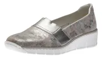 Moon Pink Silver Slip-On Wedge Loafer