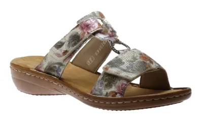 Mosaik White Multicolour Floral Slide Sandal