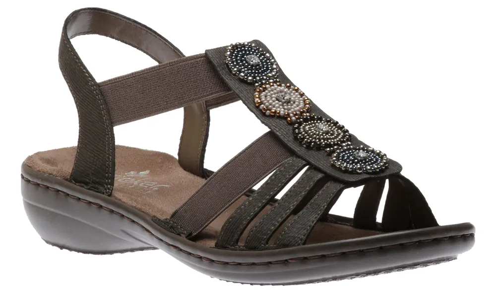 Ripple Grey Beaded Strappy Sandal