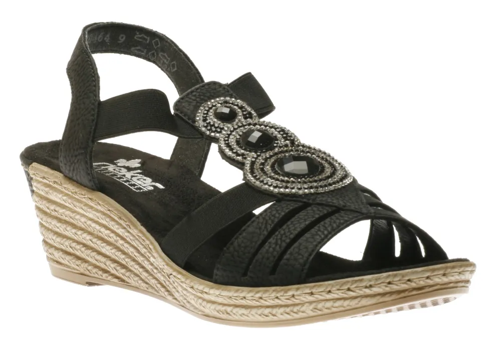 Wildebuk Black Wedge Sandal