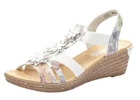 Sunset White Multicolour Flower Wedge Sandal