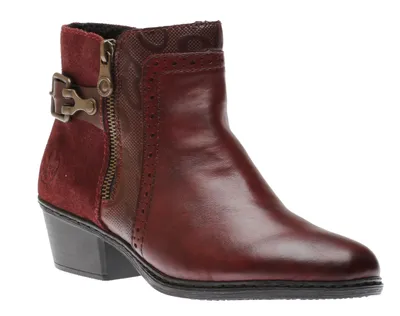 Cristallino Red Leather Western Ankle Boot
