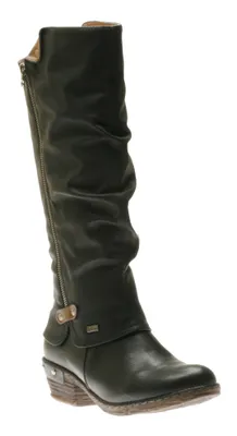 Genf Black Ruched Tall Winter Boot