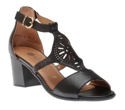 Odeon Black Perforated Leather Block Heel Sandal