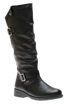 Orleans Black Ruched Leather Tall Boot