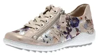 Nanao Beige Metallic Flower Lace-Up Sneaker