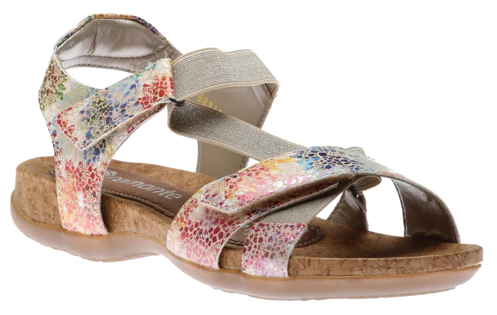 Genua Multicolour Rainbow Pebble Print Zig Zag Sandal