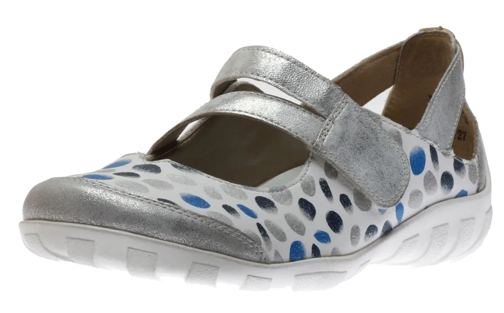 Space White Silver Blue Dot Cutout Mary Jane Flat Shoe